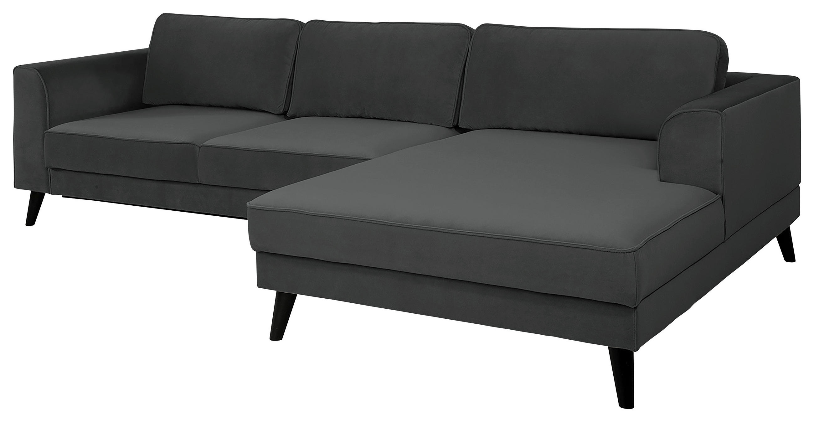 ECKSCHLAFSOFA Velours Anthrazit  - Wengefarben/Anthrazit, MODERN, Holz/Textil (277/167cm) - MID.YOU
