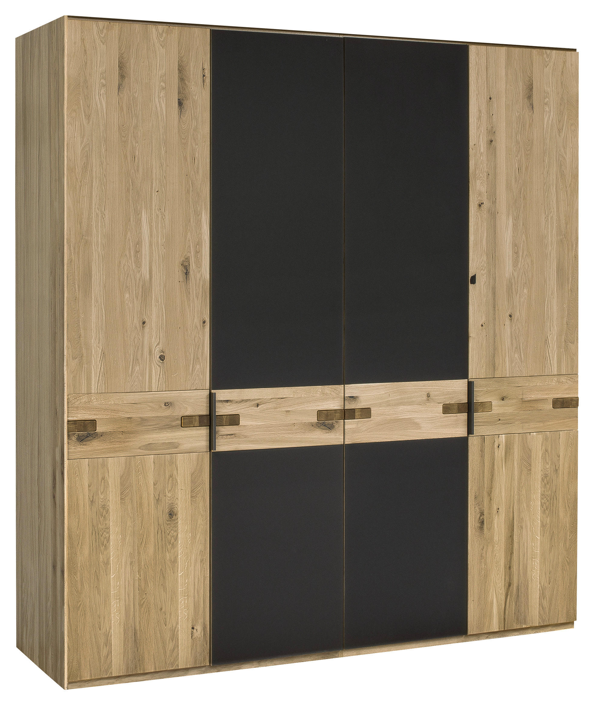 DREHTÜRENSCHRANK 198/214/61 cm 4-türig Anthrazit, Eiche Bianco  - Eiche Bianco/Anthrazit, Natur, Glas/Holz (198/214/61cm) - Linea Natura