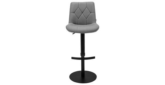 BARHOCKER Mikrofaser Grau, Schwarz Eisen Stoffauswahl, Sitzfläche 360° drehbar, mit Griff, automatische Rückholfunktion  - Schwarz/Grau, Design, Textil/Metall (44/97-114,5/54,5cm) - Novel