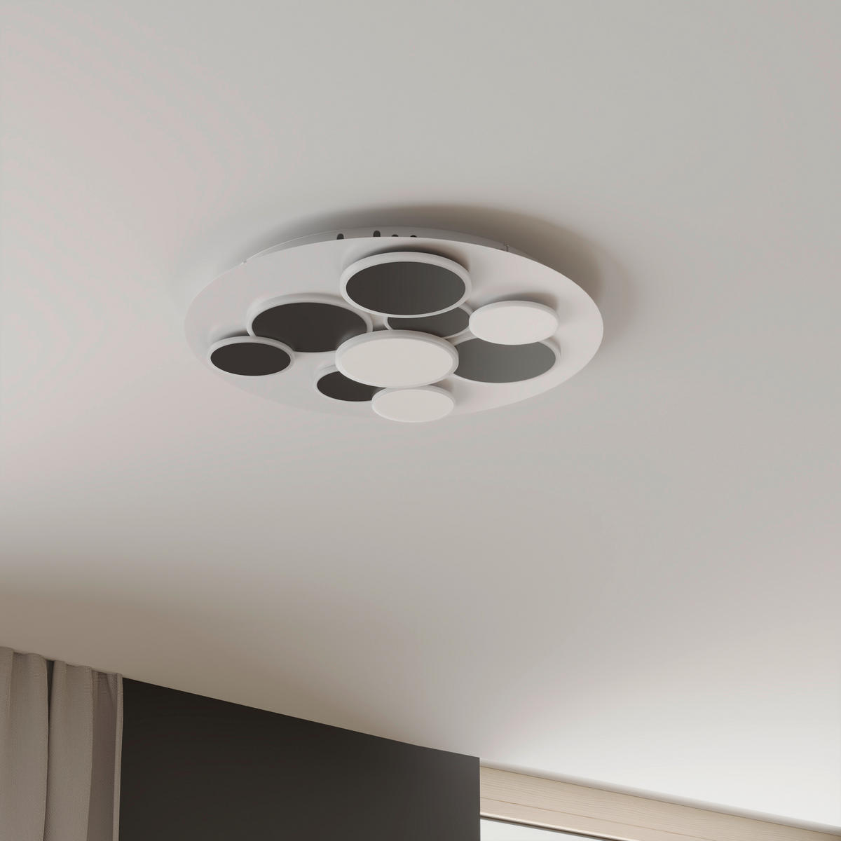 STROPNÍ LED SVÍTIDLO, 46,8/6 cm  - bílá/černá, Trend, kov/plast (46,8/6cm) - Novel