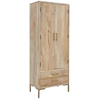 GARDEROBENSCHRANK Valencia  in 75/192/45 cm  - Goldfarben/Naturfarben, Natur, Holz/Metall (75/192/45cm) - MID.YOU