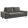 2-SITZER-SOFA in Mikrofaser Braun  - Chromfarben/Beige, Design, Textil/Metall (194/86/97cm) - Hom`in