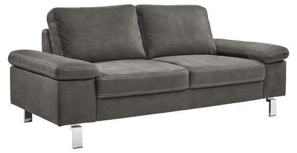 2-SITZER-SOFA in Mikrofaser Braun  - Chromfarben/Beige, Design, Textil/Metall (194/86/97cm) - Hom`in