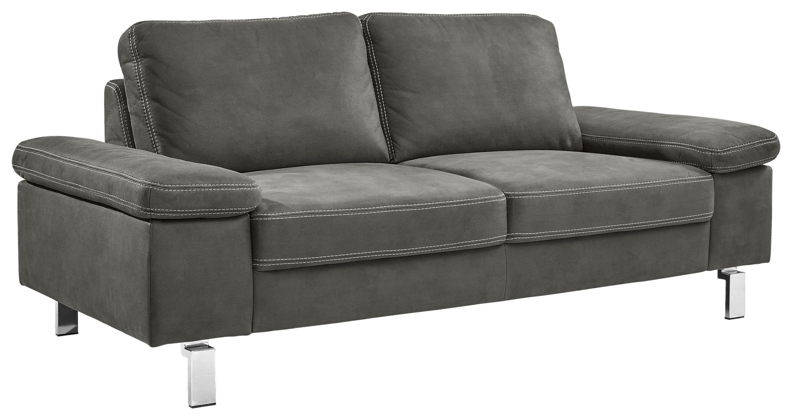 2-SITZER-SOFA in Mikrofaser Braun  - Chromfarben/Beige, Design, Textil/Metall (194/86/97cm) - Hom`in