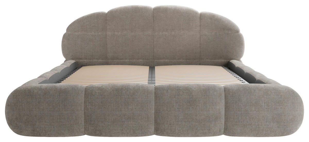POLSTERBETT 180/200 cm,  in Taupe, gepolstertes Kopfteil, Lattenrost, Bettkasten,  - Taupe/Schwarz, Design, Holz/Textil (180/200cm) - Chameo