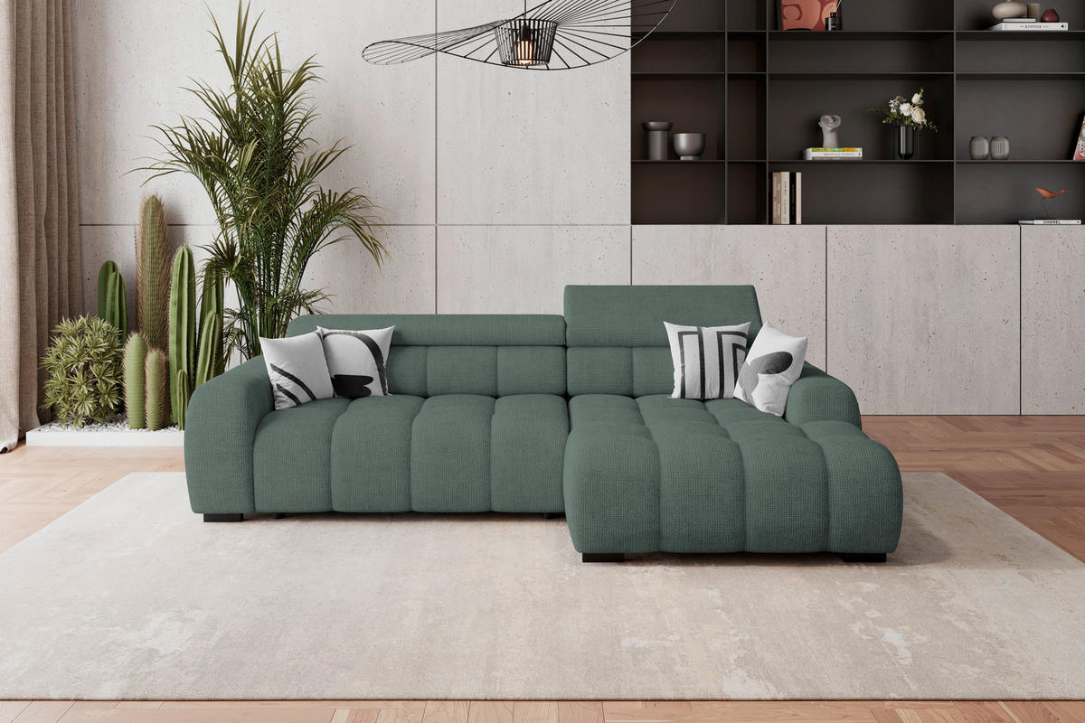 HÖRNSOFFA i vävt tyg grön  - grön/svart, Trend, textil/plast (285/168cm) - Livetastic