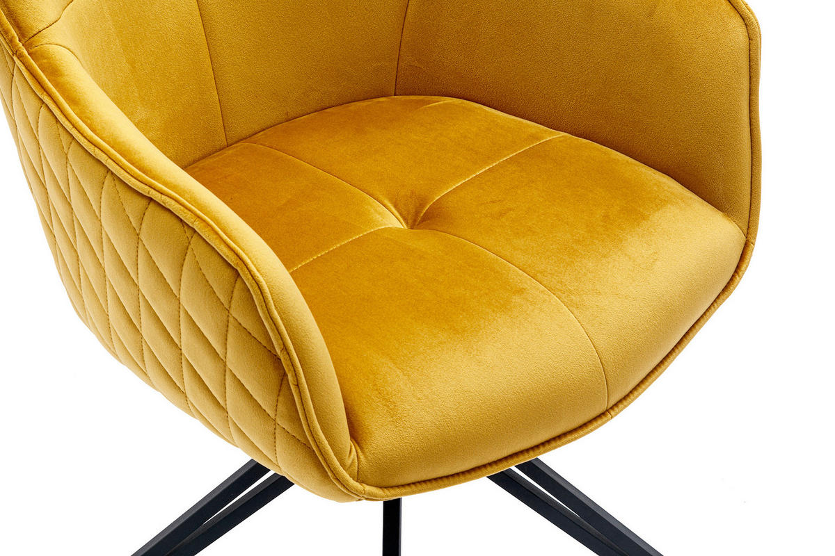 DREHSTUHL Samt Gelb  - Gelb/Schwarz, MODERN, Textil/Metall (59/83/60cm) - Livetastic