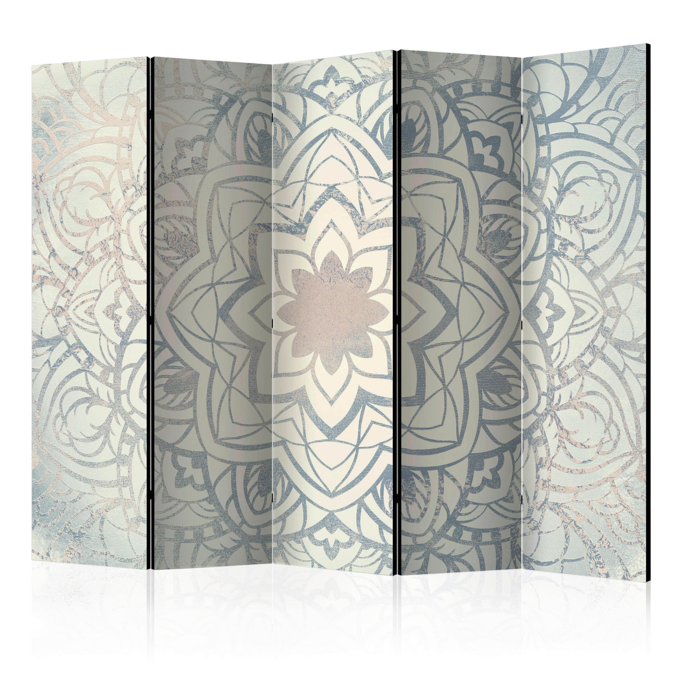 PARAVENT mit 5  Flügel - Beige/Grau, Basics, Holz/Textil (225/172/3cm) - artgeist