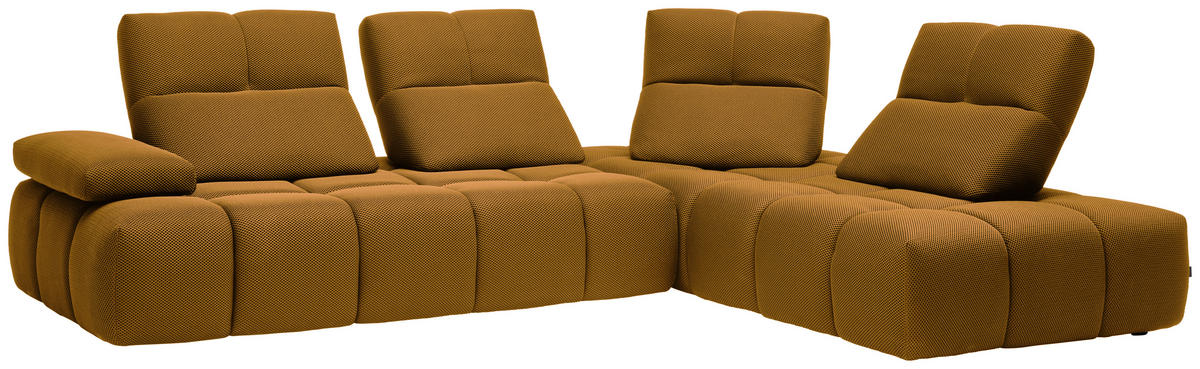 ECKSOFA in Struktur Senfgelb  - Senfgelb/Schwarz, Design, Kunststoff/Textil (313/233cm) - Emilio Belluti