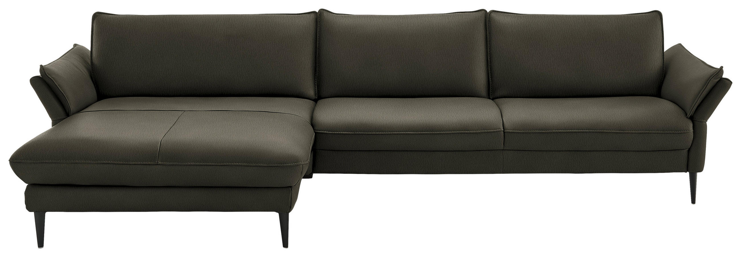 ECKSOFA  in Echtleder Graubraun  172/334 cm  - Graubraun/Schwarz, Design, Leder/Metall (172/334cm) - Hukla