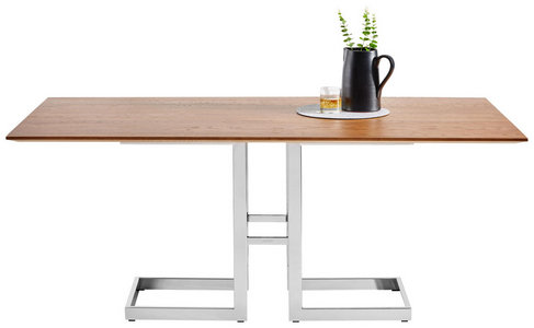 Esstisch Eiche Massiv Rechteckig Eichefarben Edelstahlfarben