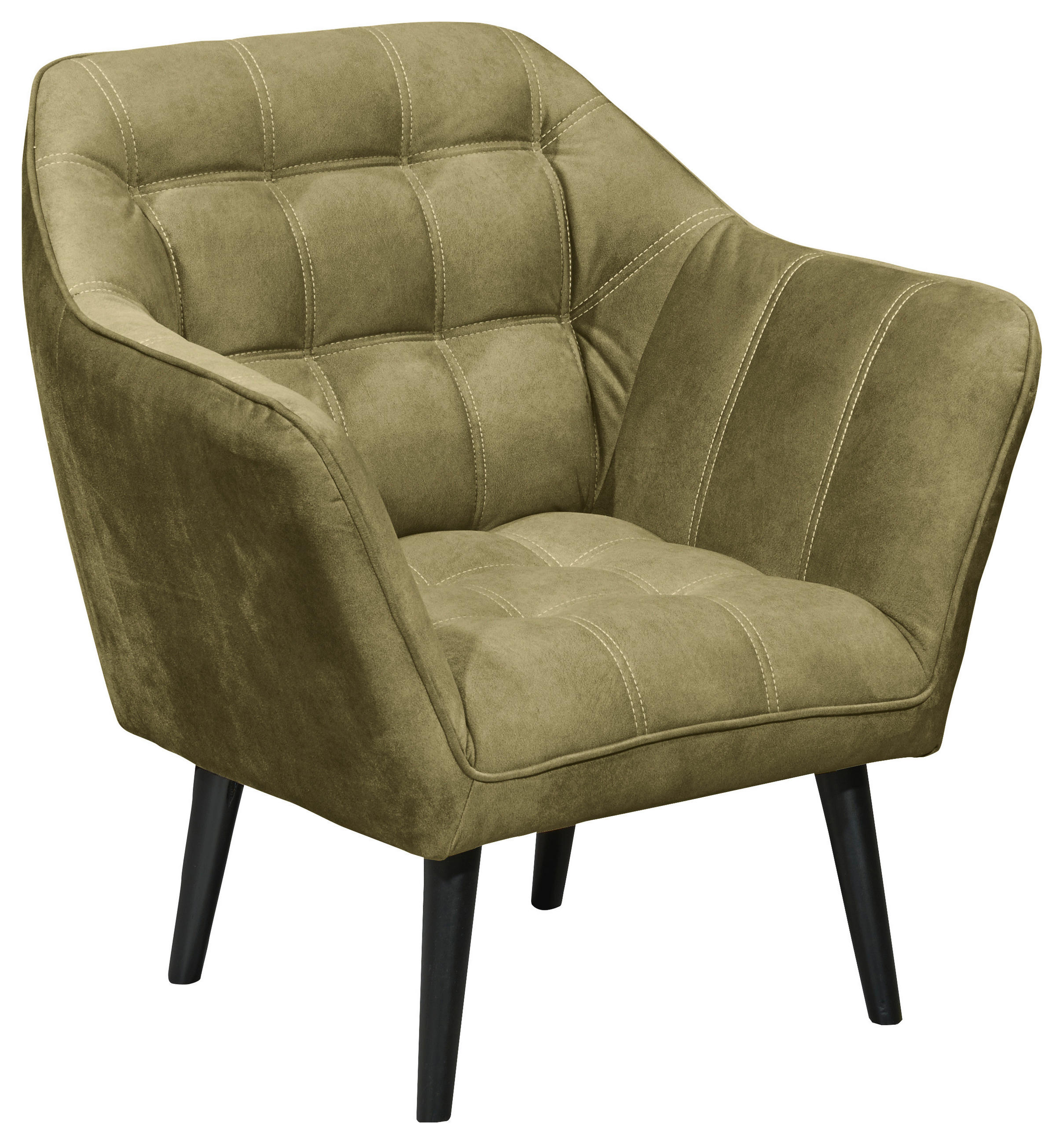 COCKTAILSESSEL Mikrovelours Olivgrün    - Schwarz/Olivgrün, MODERN, Holz/Textil (84/87/70cm) - MID.YOU
