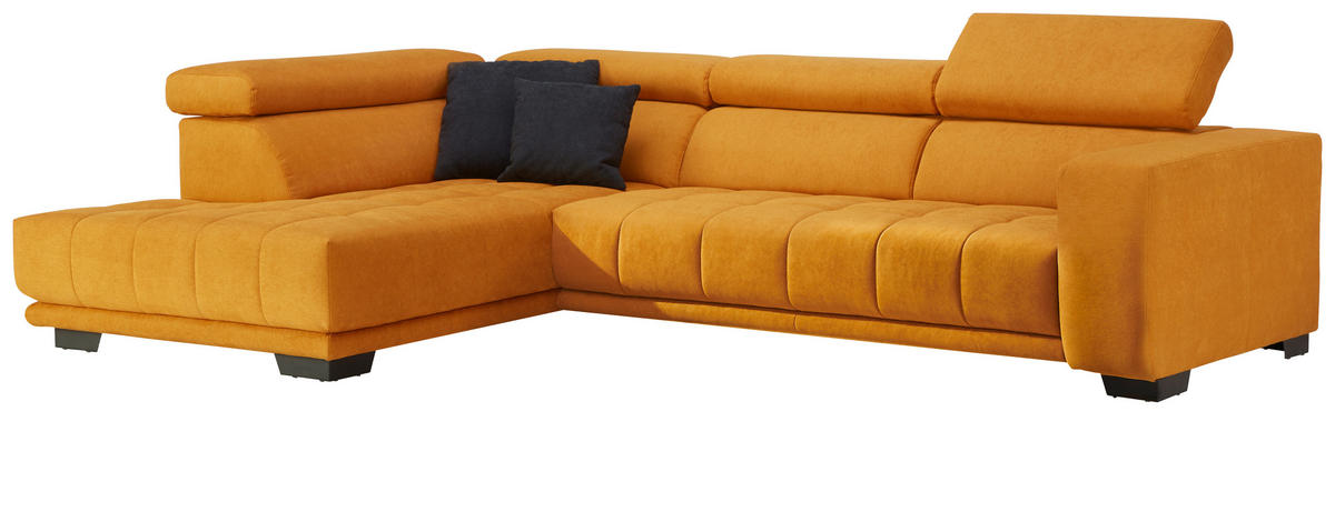 ECKSOFA in Mikrofaser Gelb  - Gelb/Schwarz, Design, Textil/Metall (207/301cm) - Xora