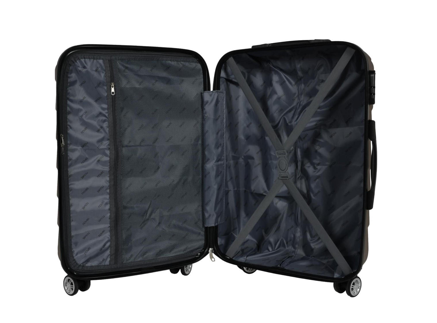 REISEKOFFERSET Schwarz, Champagner 3-teilig - Champagner/Schwarz, KONVENTIONELL, Kunststoff/Textil - Novel