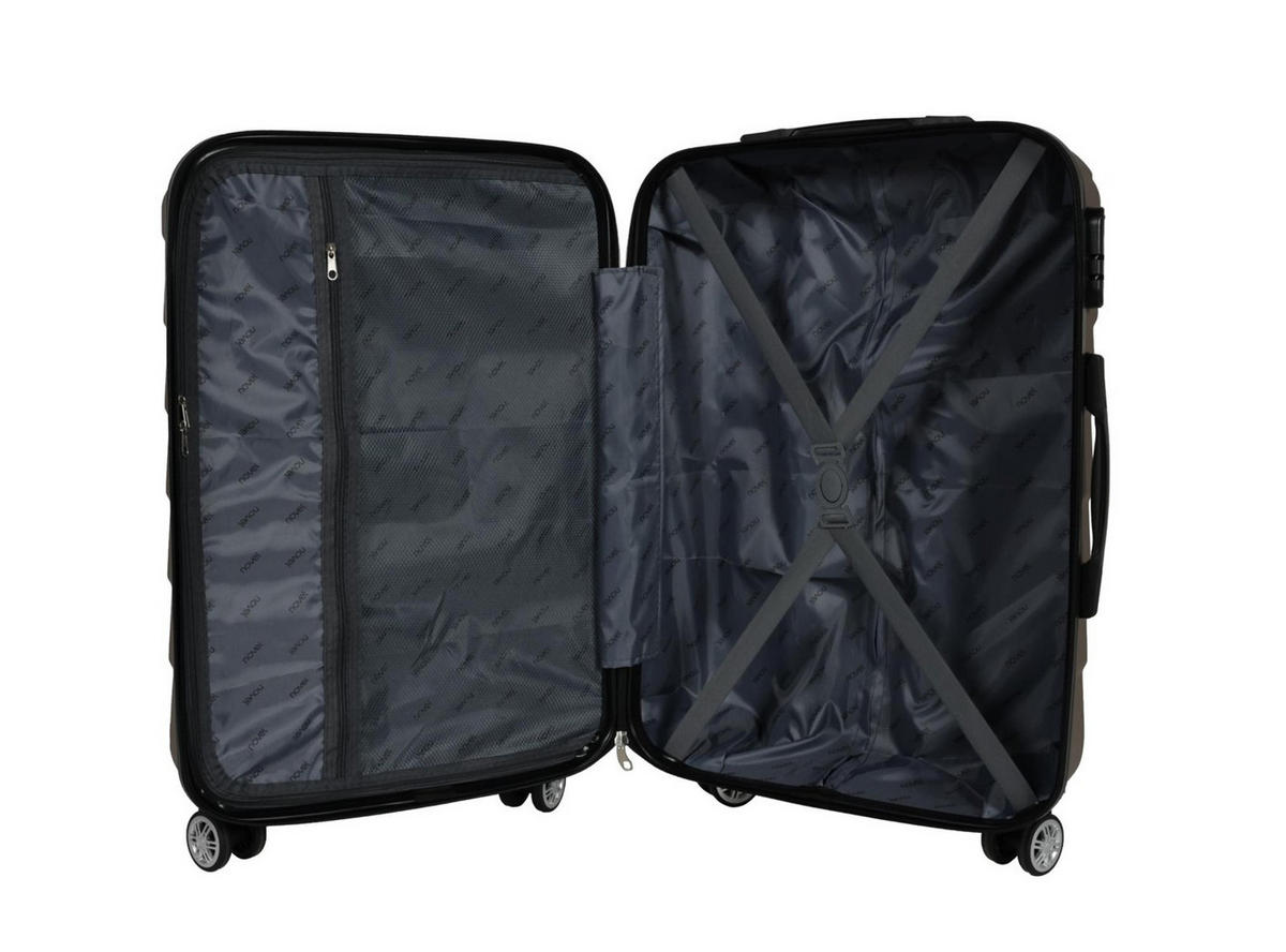 REISEKOFFERSET Schwarz, Champagner 3-teilig  - Champagner/Schwarz, KONVENTIONELL, Kunststoff/Textil - Novel