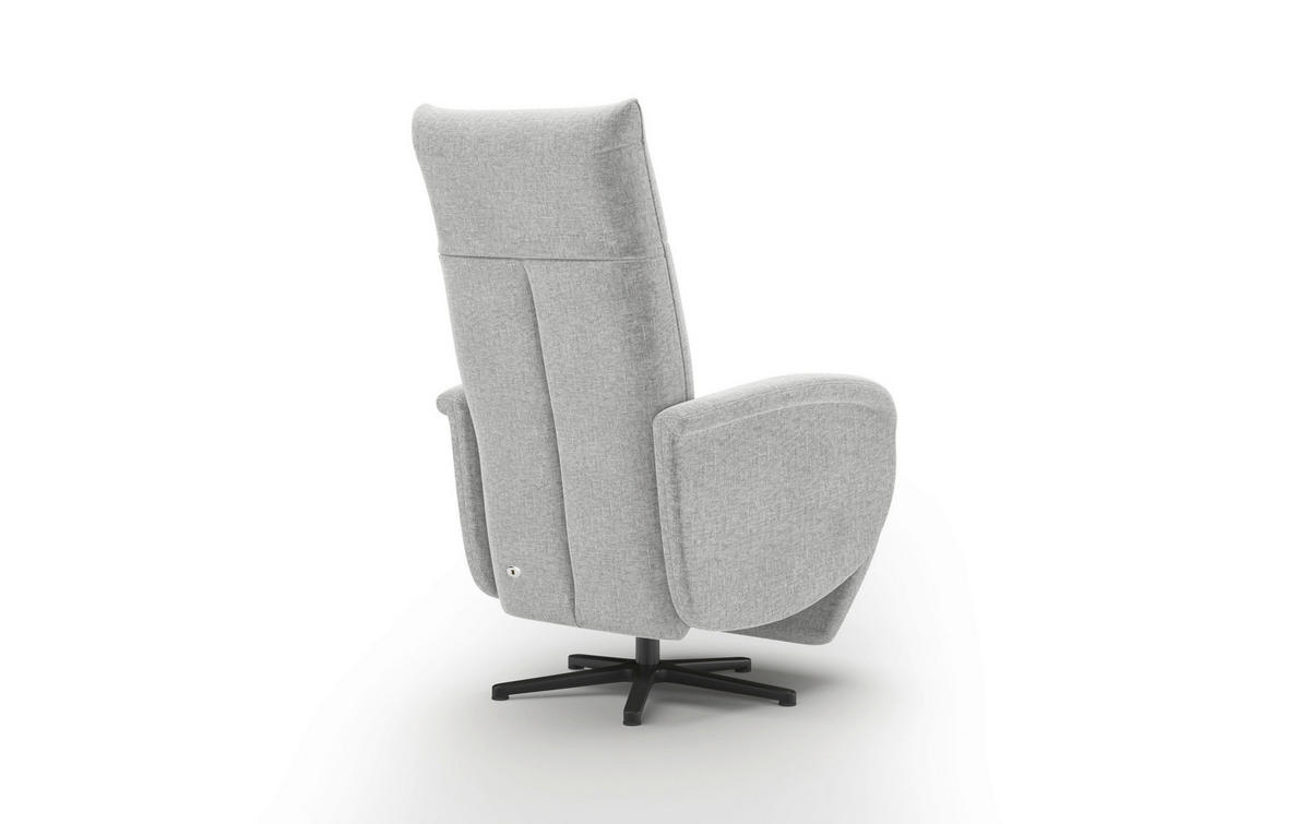 RELAXSESSEL GLENDALE E Flachgewebe Kopfteilverstellung, Rücken echt    - Hellgrau/Schwarz, KONVENTIONELL, Textil/Metall (75/112/82cm) - Sit & More