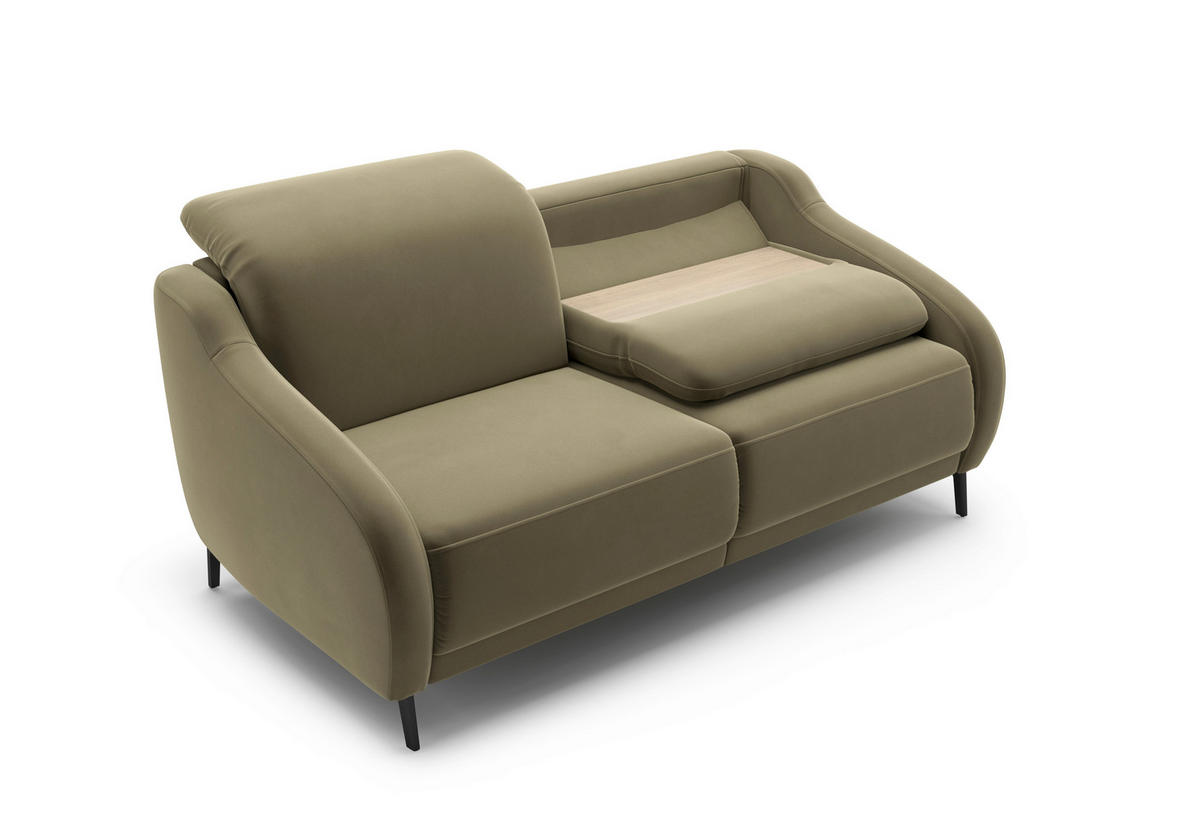 3-SITZER-SOFA Samt Olivgrün  - Schwarz/Olivgrün, MODERN, Textil/Metall (192/93/104cm) - Sit & More