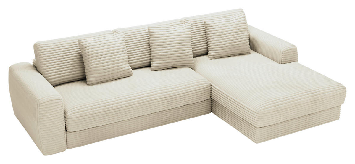 ECKSOFA in Cord Creme  302/182 cm  - Creme/Schwarz, MODERN, Kunststoff/Textil (302/182cm) - Carryhome
