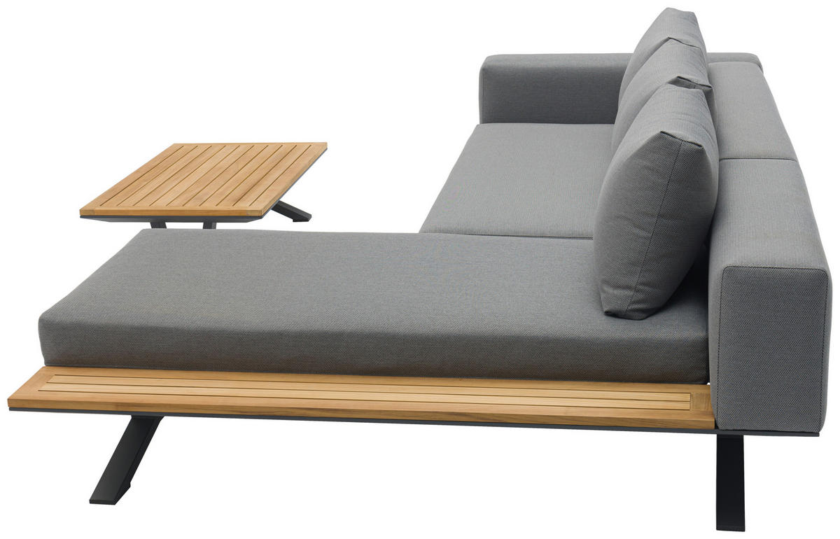 LOUNGEGARNITUR Teakholz massiv Aluminium  - Anthrazit/Naturfarben, Design, Holz/Textil (172/97/25cm) - Amatio