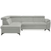 ECKSOFA in Webstoff Silberfarben  - Silberfarben/Schwarz, Design, Textil/Metall (203/260cm) - Stylife