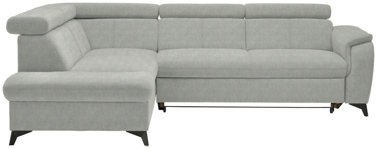 ECKSOFA in Webstoff Silberfarben  - Silberfarben/Schwarz, Design, Textil/Metall (203/260cm) - Stylife