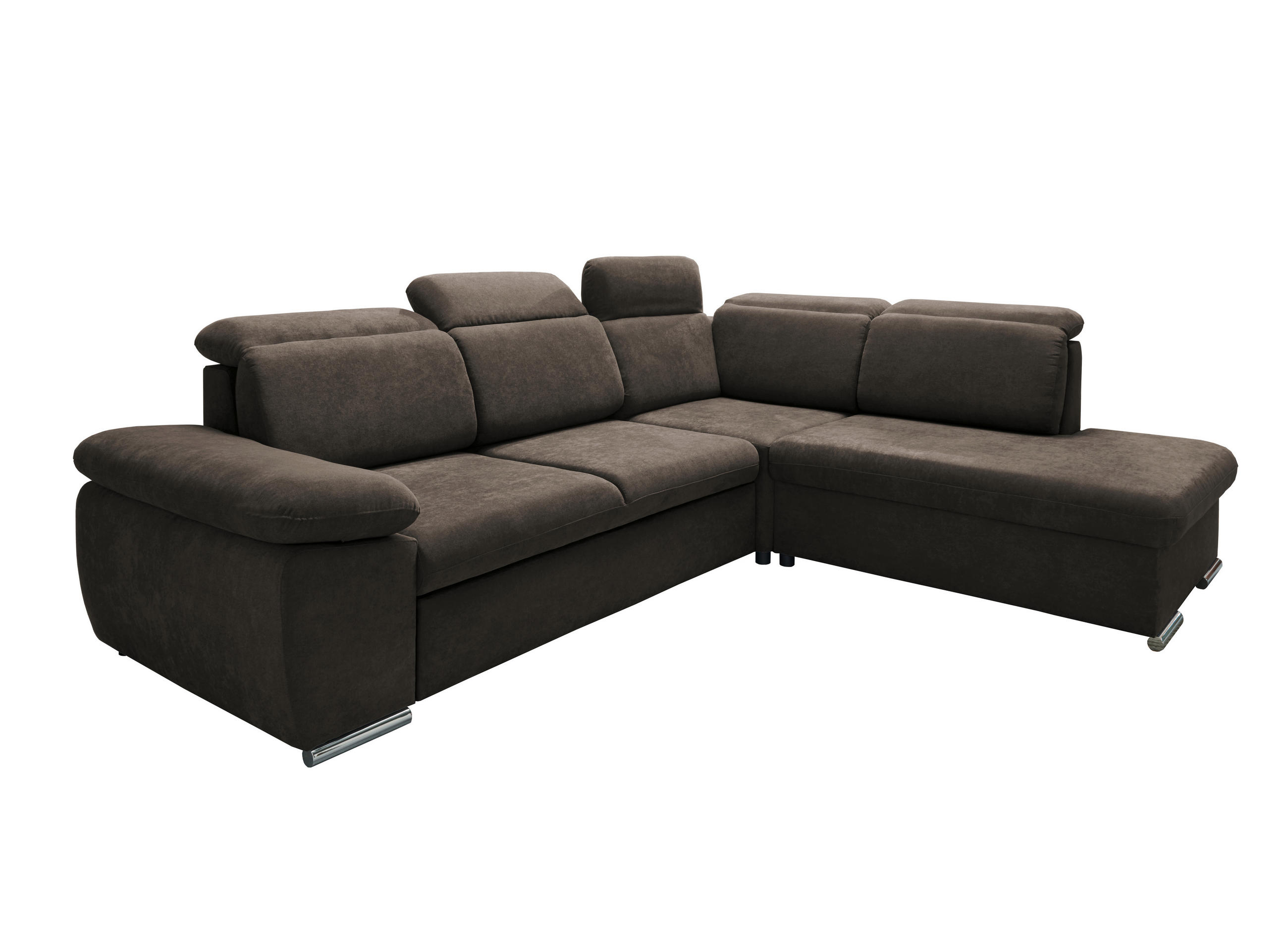 ECKSOFA in Mikrofaser Dunkelbraun  - Chromfarben/Dunkelbraun, Design, Textil/Metall (283/228cm) - Livetastic