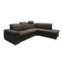 ECKSOFA in Mikrofaser Dunkelbraun  - Chromfarben/Dunkelbraun, Design, Textil/Metall (283/228cm) - Livetastic