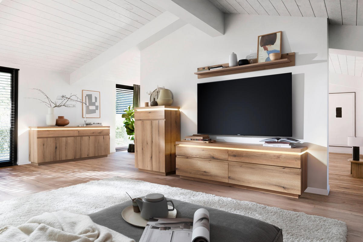 SIDEBOARD  180/81/40 cm 2 Schublade(n)  - Eichefarben, Design, Holzwerkstoff (180/81/40cm) - Livetastic