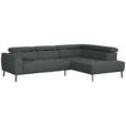 ECKSOFA in Chenille Grau  280/205 cm  - Schwarz/Grau, Design, Textil/Metall (280/205cm) - Xora