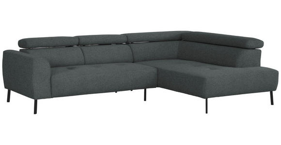 ECKSOFA in Chenille Grau  280/205 cm  - Schwarz/Grau, Design, Textil/Metall (280/205cm) - Xora