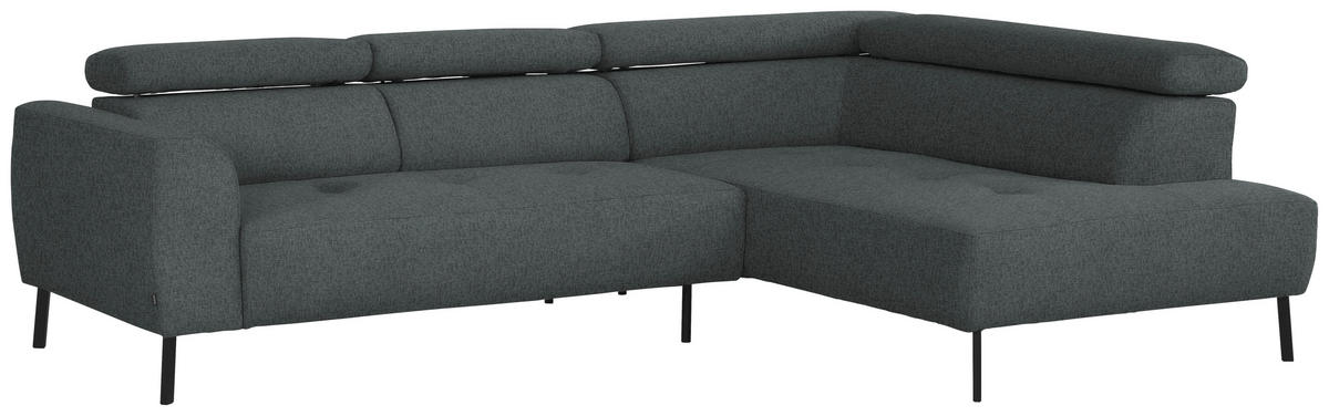 ECKSOFA in Chenille Grau  280/205 cm  - Schwarz/Grau, Design, Textil/Metall (280/205cm) - Xora