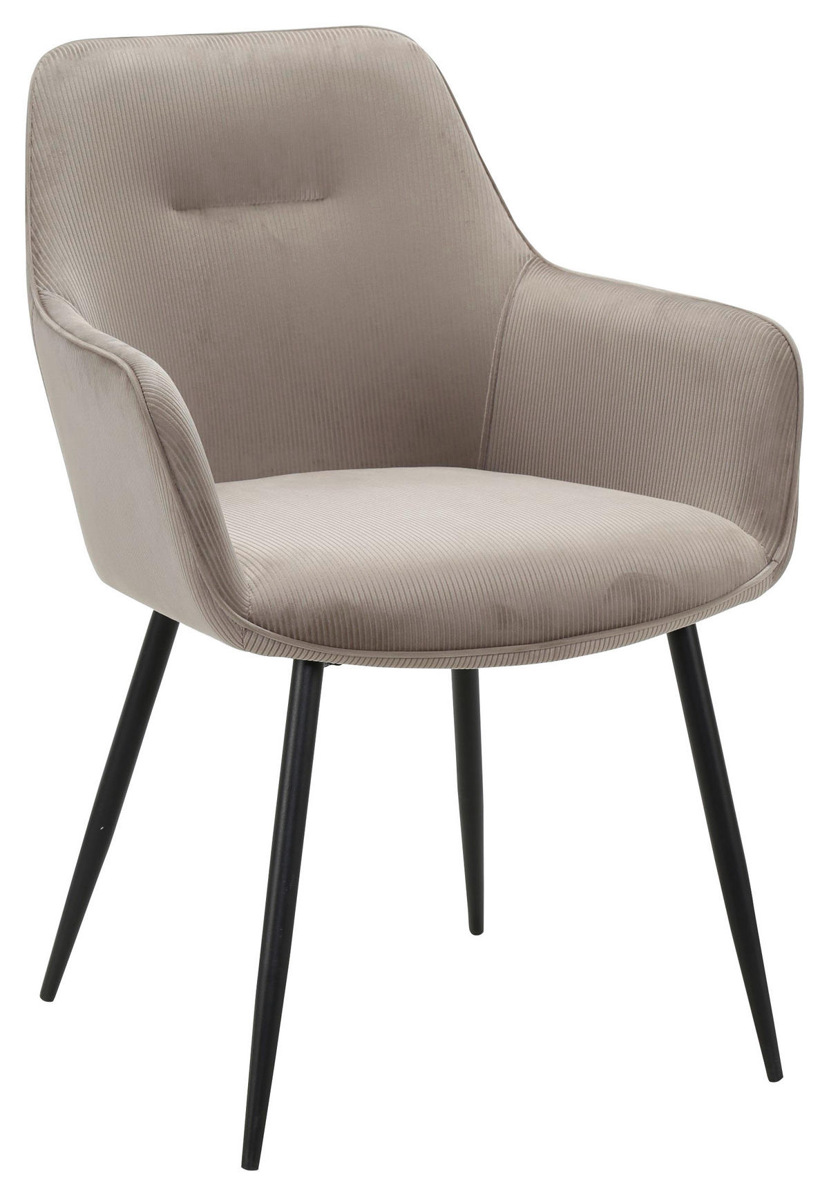 ARMLEHNSTUHL  in Eisen Cord  - Taupe/Schwarz, Design, Textil/Metall (57/85/60cm) - Novel