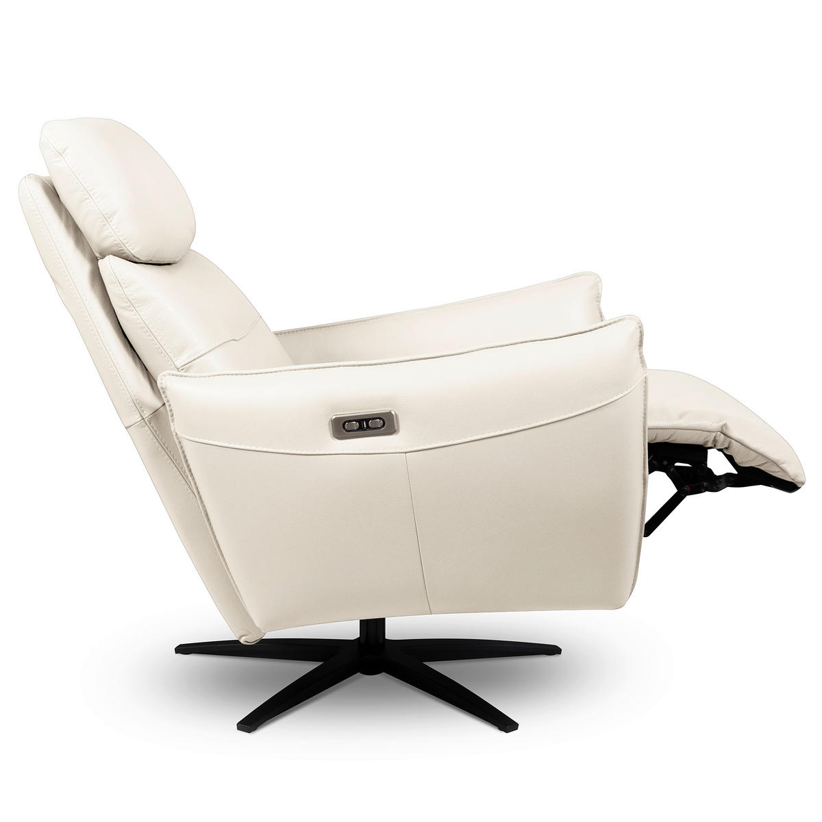 RELAXSESSEL in Leder Weiß  - Schwarz/Weiß, Design, Leder/Metall (77/107/88cm) - Livetastic