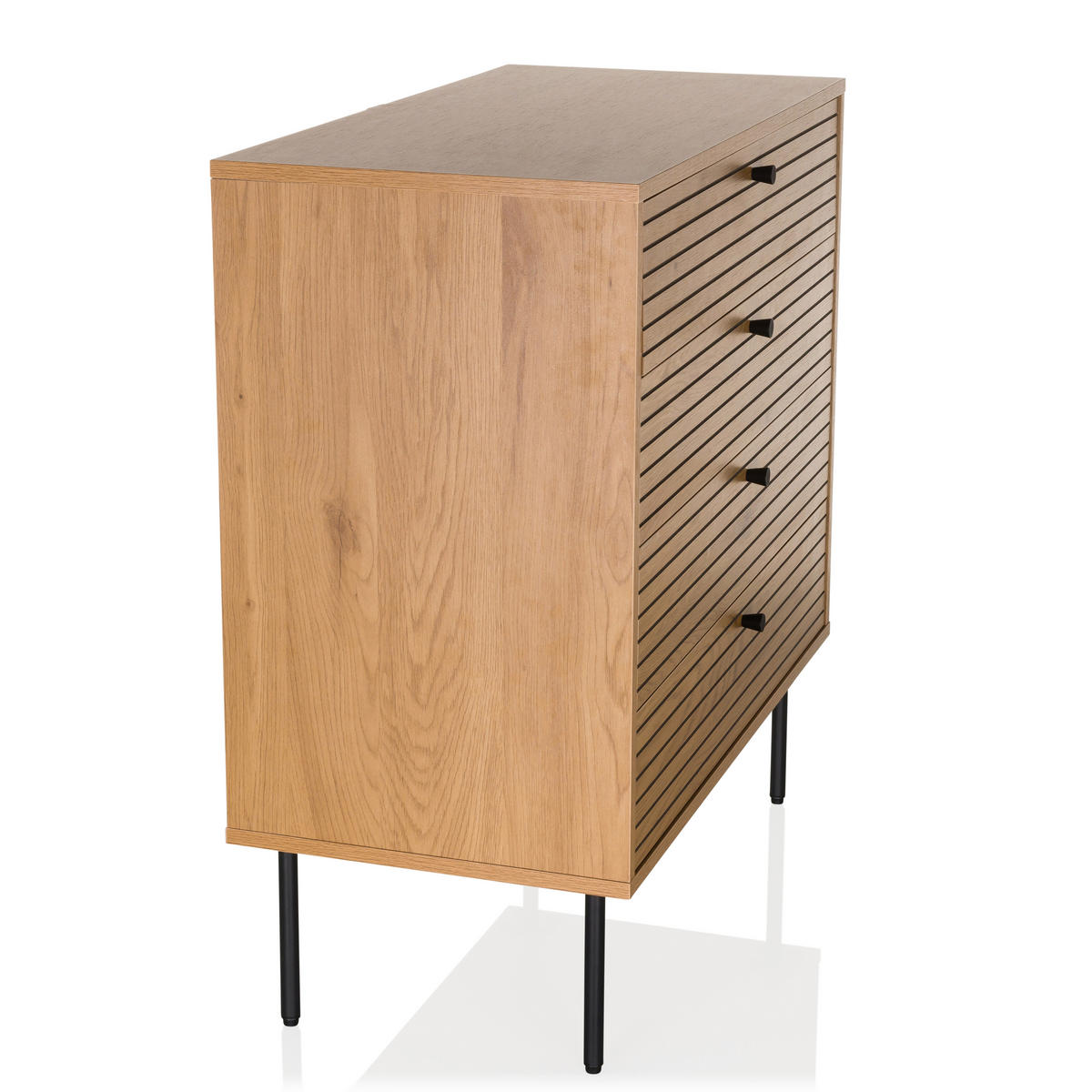 KOMMODE  in 80/85/40 cm  - Eichefarben/Schwarz, MODERN, Holzwerkstoff/Metall (80/85/40cm) - MID.YOU