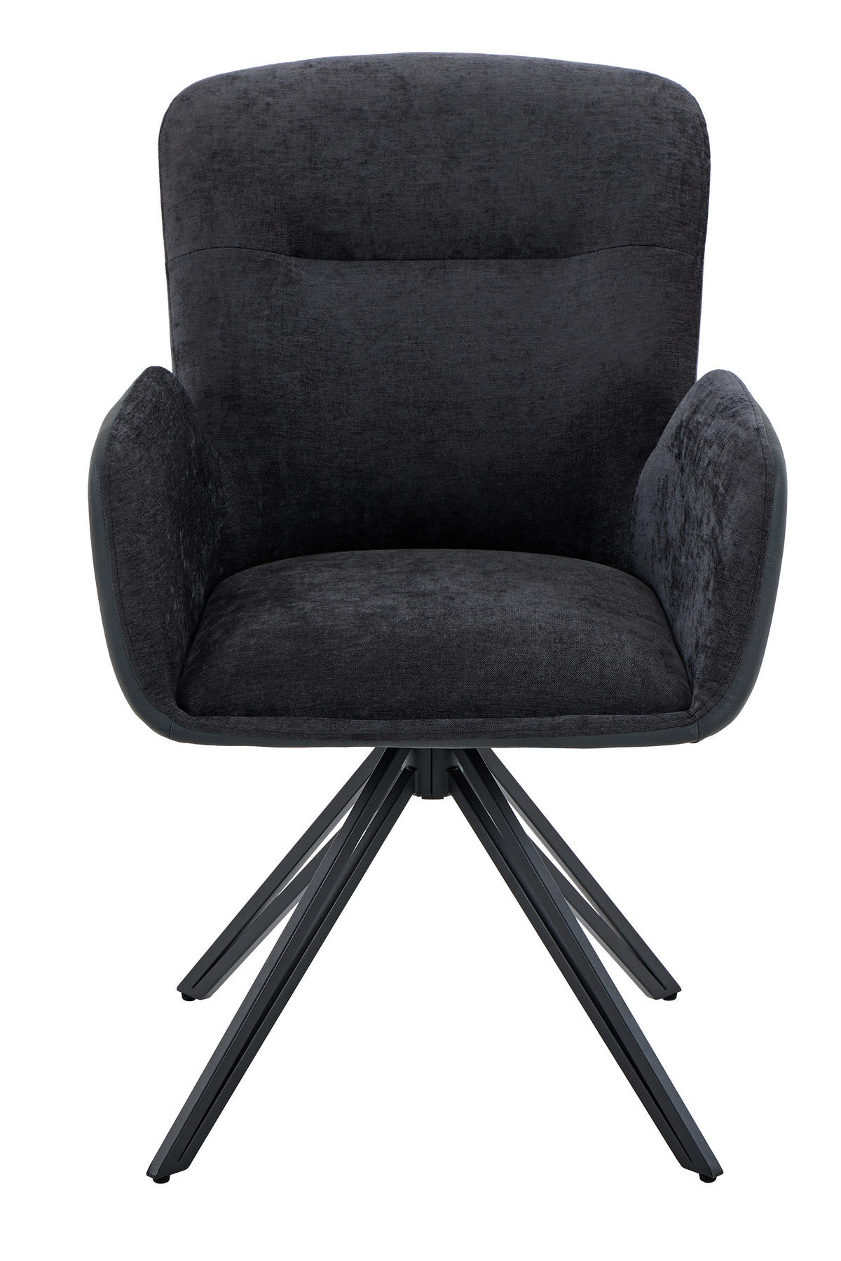 ARMLEHNSTUHL-SET 2 Stück  in Stahl Lederlook, Webstoff  - Schwarz, MODERN, Textil/Metall (57/91/67,5cm) - MID.YOU