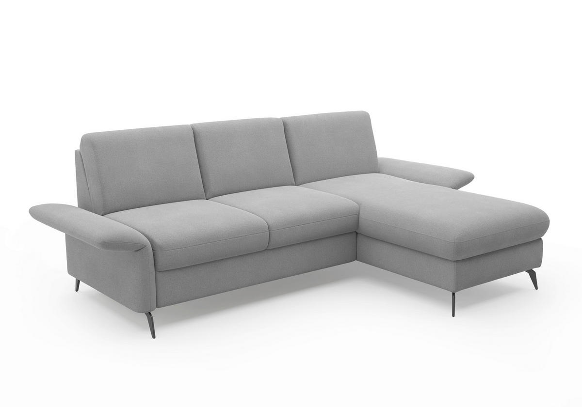 ECKSOFA in Flachgewebe Grau  - Schwarz/Grau, Konventionell, Textil/Metall (251/164cm) - Sit & More