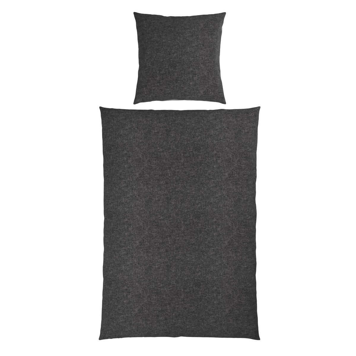 WENDEBETTWÄSCHE 2-teilig Flanell 135/200 cm  - Anthrazit, Basics, Textil (135/200cm) - Novel