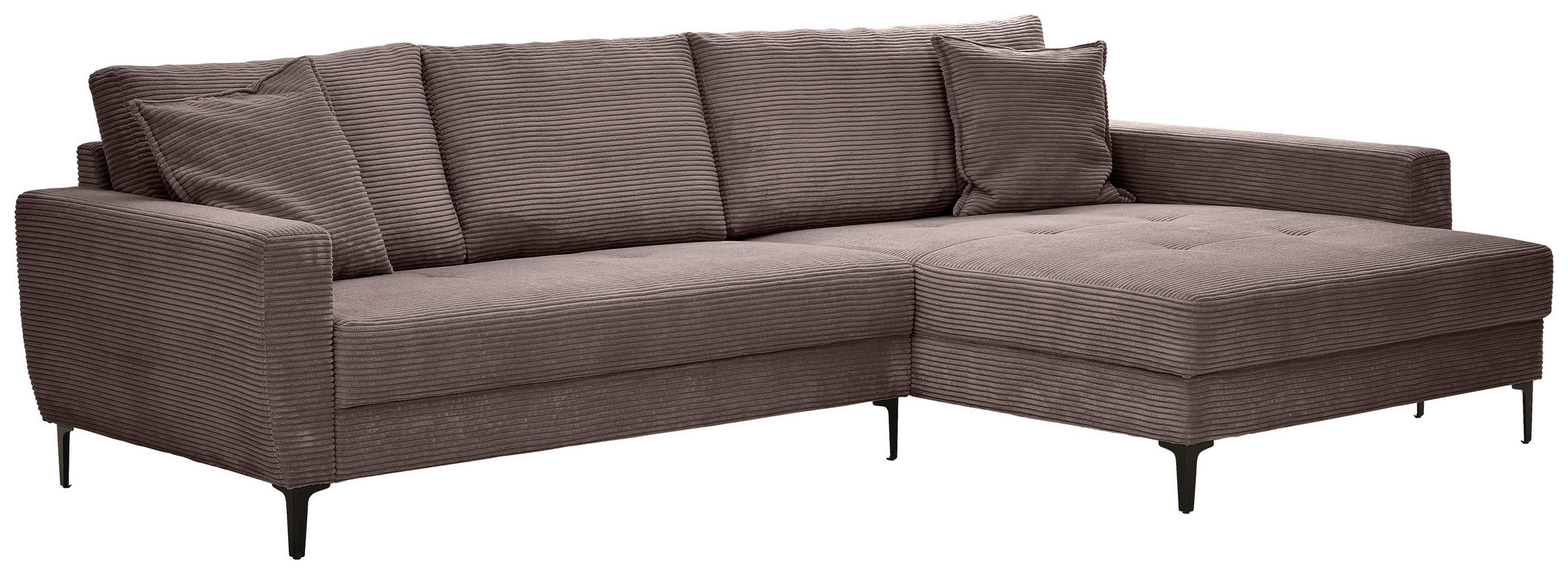 Thumbnail - Xora Ecksofa, Dunkelbraun, Textil, 3-Sitzer, Füllung: Schaumstoff, Ottomane rechts, L-Form, 283x174 cm, Stoffauswahl, Wo...
