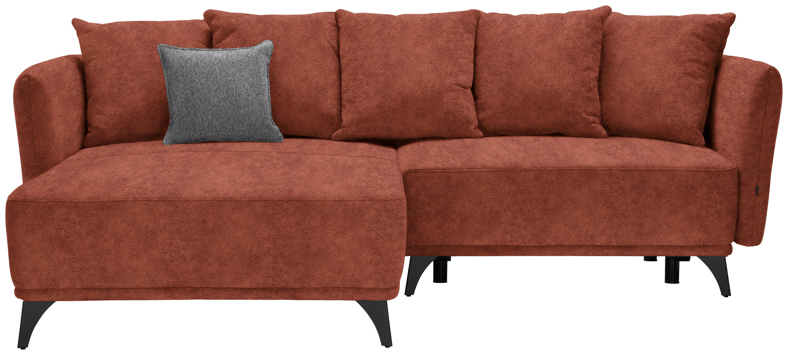 ECKSOFA in Chenille Rostfarben  172/255 cm  - Rostfarben/Schwarz, LIFESTYLE, Textil/Metall (172/255cm) - Carryhome