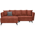 ECKSOFA in Chenille Rostfarben  - Rostfarben/Schwarz, LIFESTYLE, Textil/Metall (172/255cm) - Carryhome