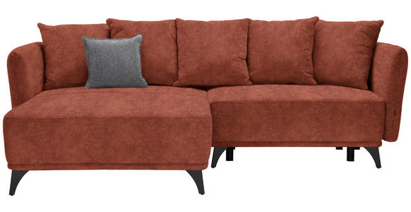 ECKSOFA in Chenille Rostfarben  - Rostfarben/Schwarz, LIFESTYLE, Textil/Metall (172/255cm) - Carryhome