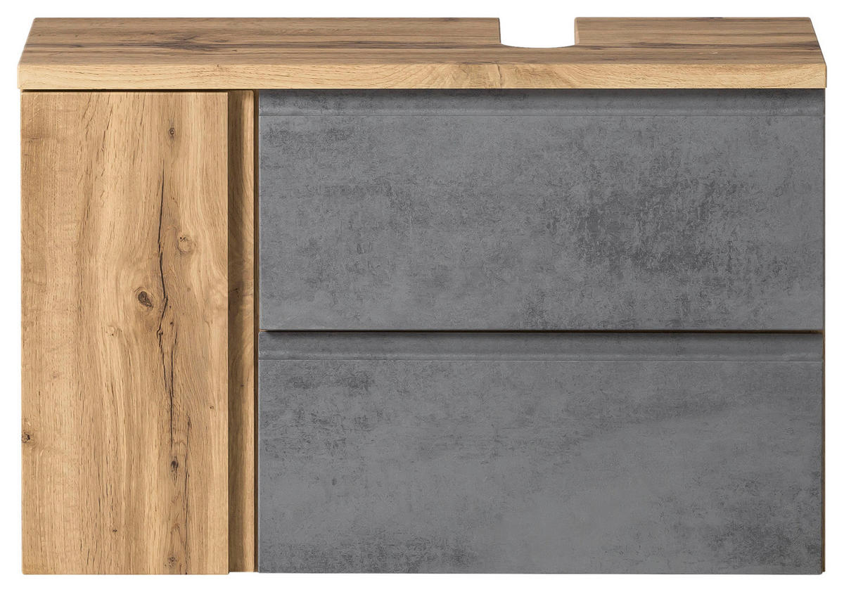 SKRINKA POD UMÝVADLO, 85/56/35 cm - svetlosivá/dub wotan, Modern, kompozitné drevo (85/56/35cm) - Held