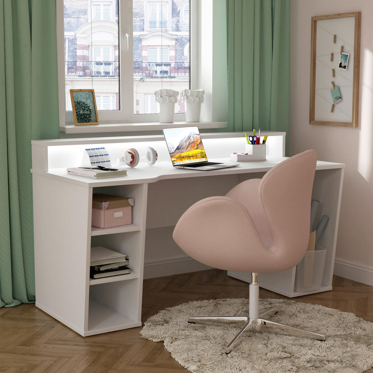 COMPUTERTISCH Weiß  - Weiß, MODERN, Holzwerkstoff/Kunststoff (160/72/91cm) - MID.YOU