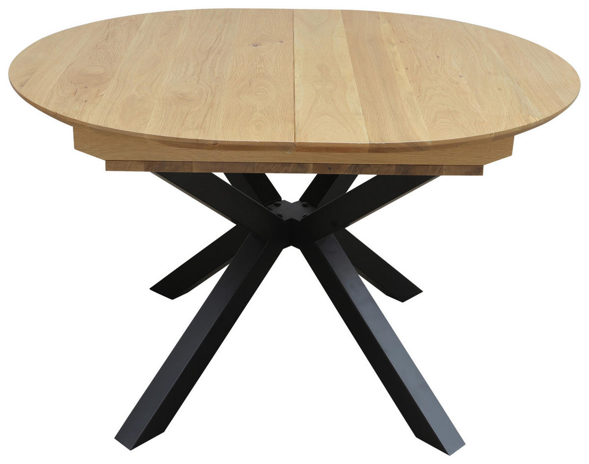 ESSTISCH 120-160/100/75 cm Echtholz  Holz, Metall oval Eichefarben  - Eichefarben, KONVENTIONELL, Holz/Metall (120-160/100/75cm) - VanDerken