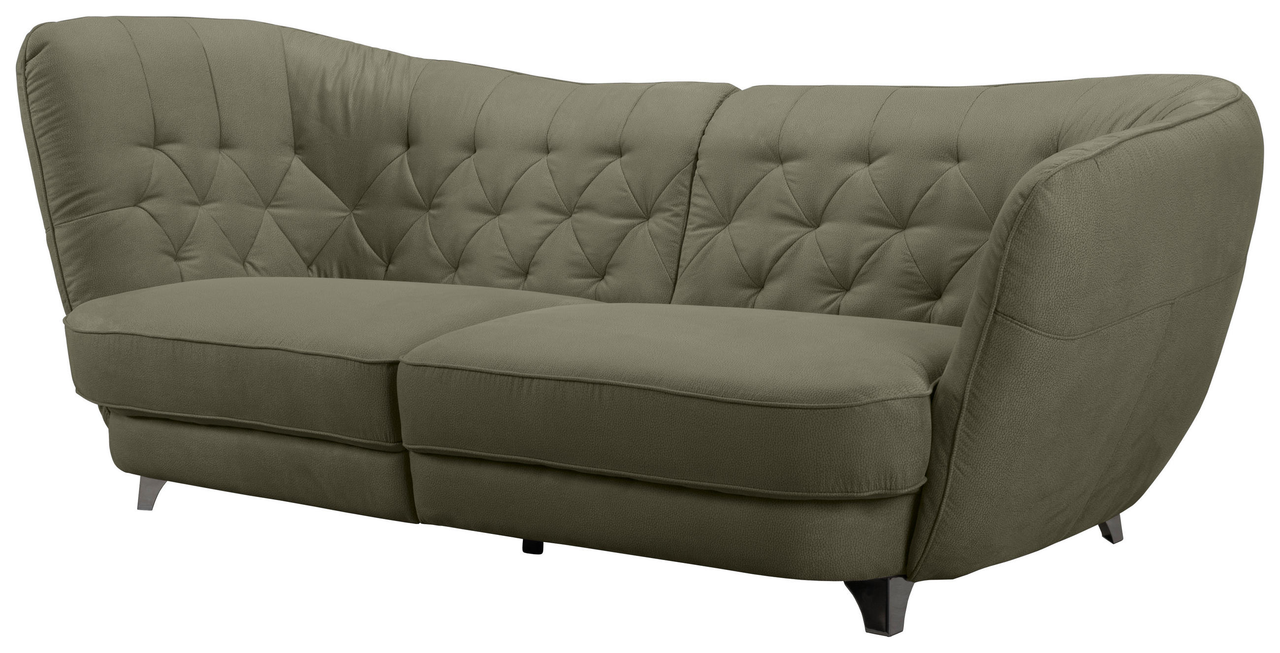 BIGSOFA Flachgewebe Grün  - Chromfarben/Grün, MODERN, Textil/Metall (256/85/115cm) - MID.YOU