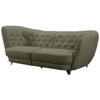 BIGSOFA in Flachgewebe Grün  - Chromfarben/Grün, MODERN, Textil/Metall (256/85/115cm) - MID.YOU