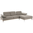 ECKSOFA in Mikrofaser Grau  298/176 cm  - Beige/Bronzefarben, Design, Textil/Metall (298/176cm) - Valnatura