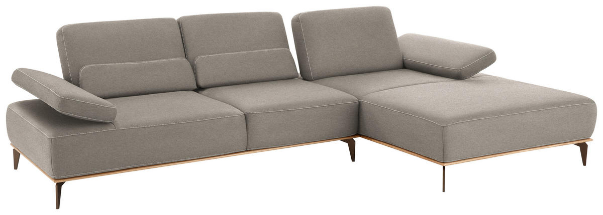 ECKSOFA 16580 Sprint Grau Mikrofaser  - Beige/Bronzefarben, Design, Textil/Metall (298/176cm) - Valnatura
