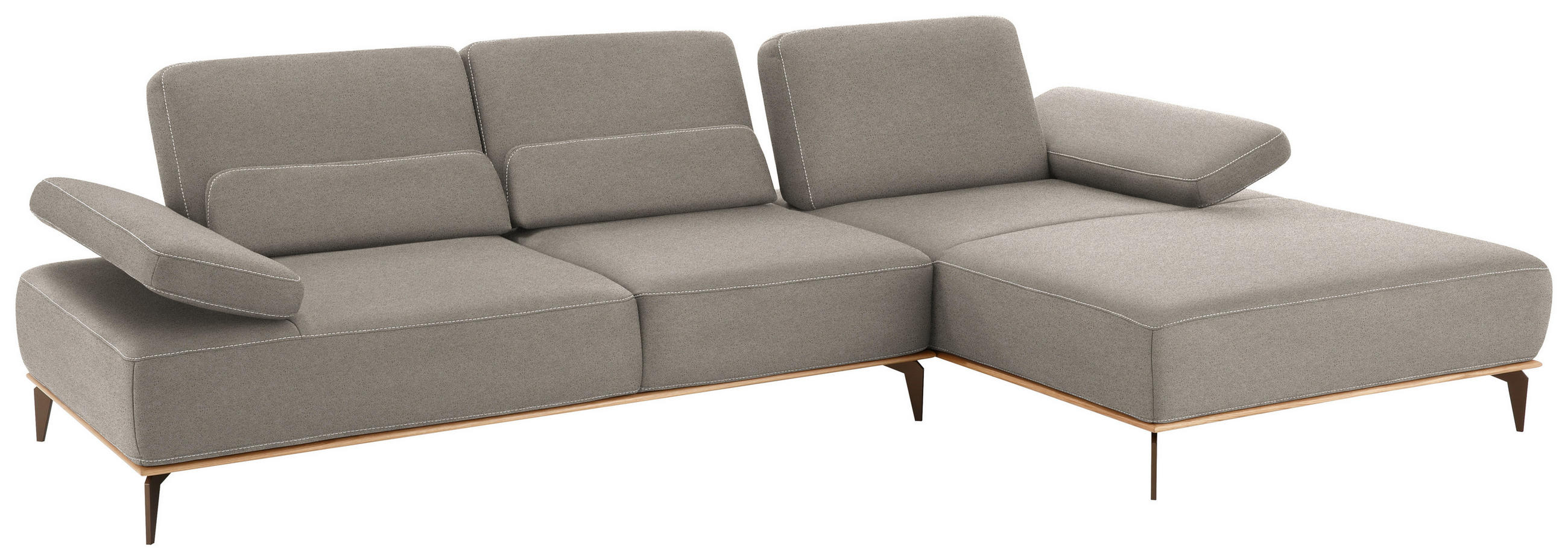 Thumbnail - Valnatura Ecksofa 16580 Sprint, Grau, Textil, Uni, 4-Sitzer, Ottomane rechts, nicht einzeln stellbar, L-Form, 298x176 cm...