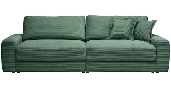 BIGSOFA in Cord Dunkelgrün  - Dunkelgrün/Schwarz, MODERN, Kunststoff/Textil (278/93/112cm) - Carryhome